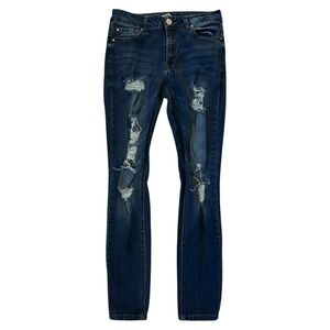 Refuge Dark Blue Distressed Skinny Jeans (6)
